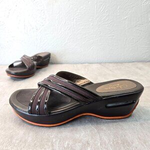 Cole Haan X Nike Air Wedge Sandals Black Open Toe Platform Chunky Slide Size 7.5